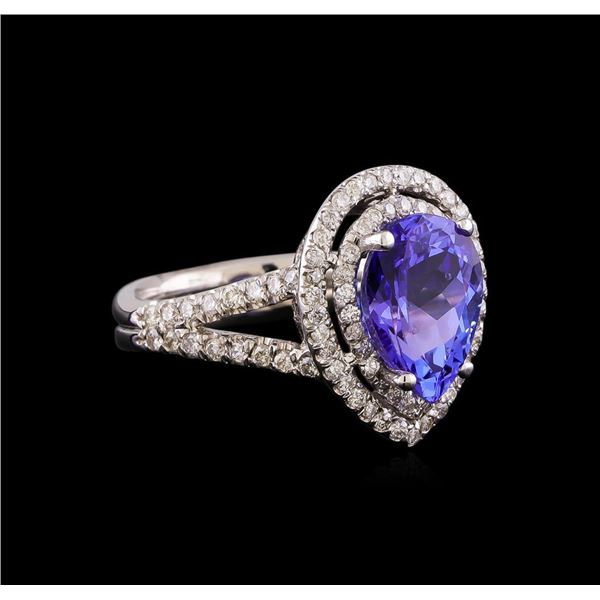 3.15 ctw Tanzanite and Diamond Ring - 14KT White Gold
