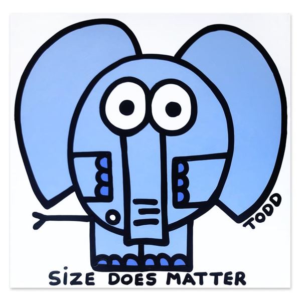 Todd Goldman, "Size Does Matter" Hand Signed Original Painting on Canvas with Le