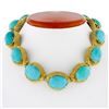 Image 2 : 18k Yellow Gold GIA Certified Large Cabochon Greenish Blue Turquoise Statement N