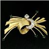 Image 2 : Vintage 18k TT Gold 0.73 ctw Old Cut Round Diamond Emerald Knot Bundle Brooch Pi