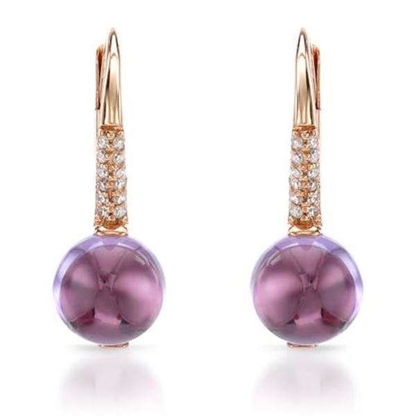 14k Rose Gold  3.37CTW Amethys and Diamond Earrings