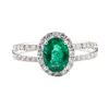 Image 1 : 1.21 ctw Emerald and Diamond Ring - 18KT White Gold