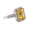 Image 2 : 6.25 ctw Citrine and Diamond Ring - 14KT White Gold