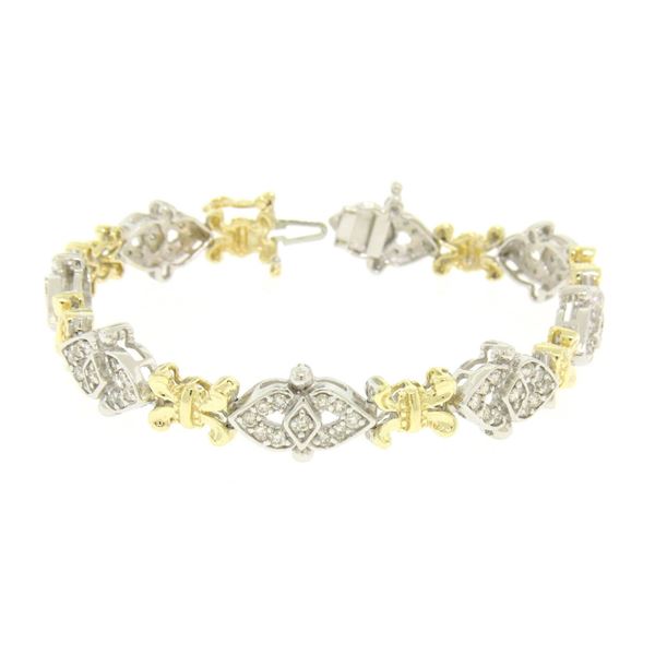 14k Solid Two Tone Gold Diamond Drenched 3.29 ctw UNIQUE Alternating Link Bracel