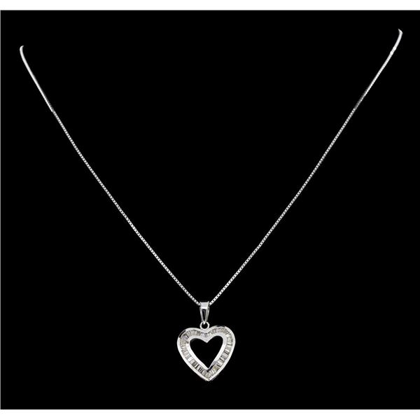 0.50 ctw Diamond Heart Pendant with Chain - 14KT White Gold