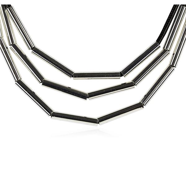 Strand Cord Necklace - Rhodium Plated