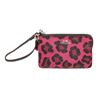 Image 1 : Coach Pink Ocelot Coated Canvas Corner Zip Wristlet