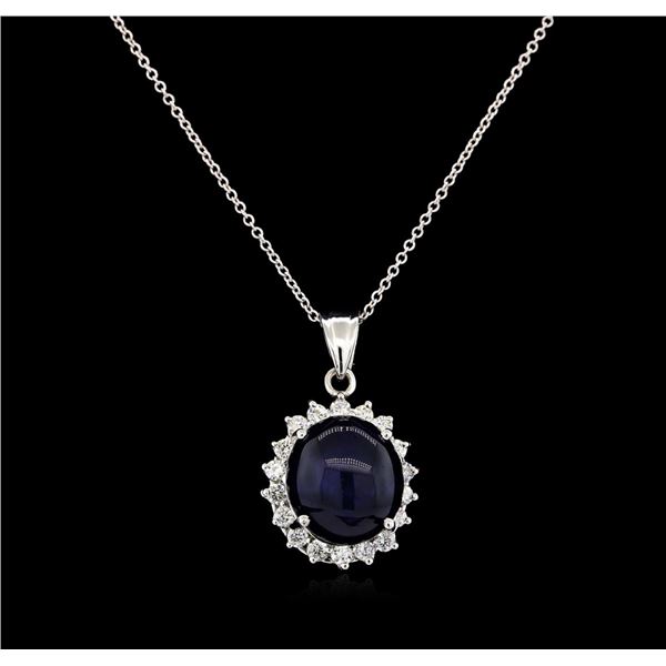 13.12 ctw Sapphire and Diamond Pendant - 14KT White Gold