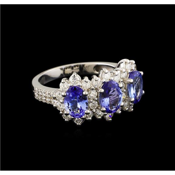 2.10 ctw Tanzanite and Diamond Ring - 14KT White Gold