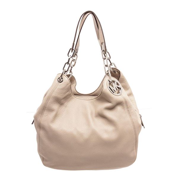 Michael Kors Beige Leather Fulton Hobo Bag