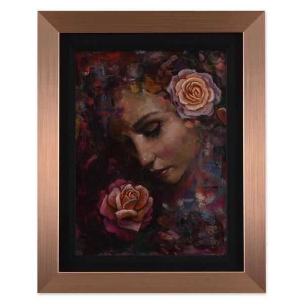 Vincent Cacciotti, "Rose" Framed Original Oil Painting on Canvas, Hand Signed wi