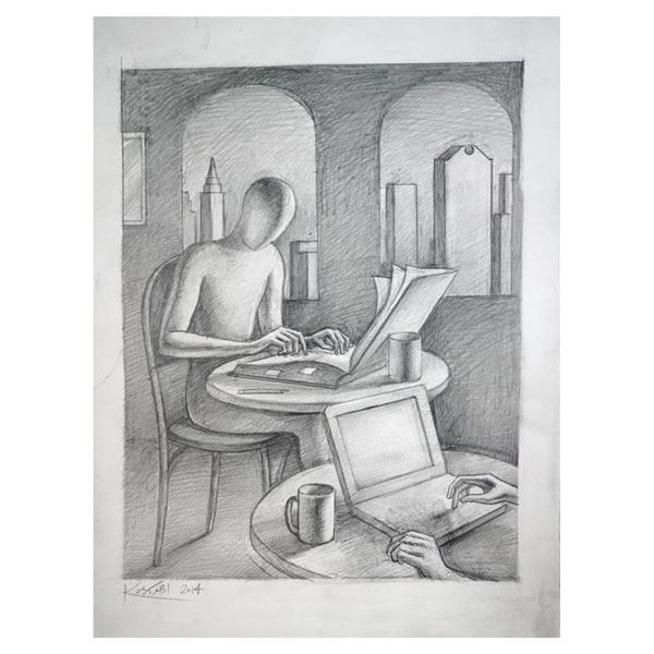 Mark Kostabi "It's All a Blur" Hand Signed Original Artwork with COA.