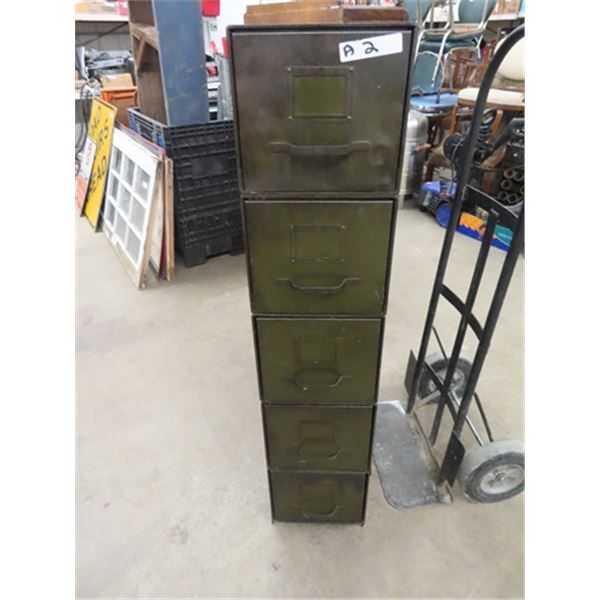 Military Metal Mash Unit 5 Drawer Filing Cabinet 51"H 11"w 26"D