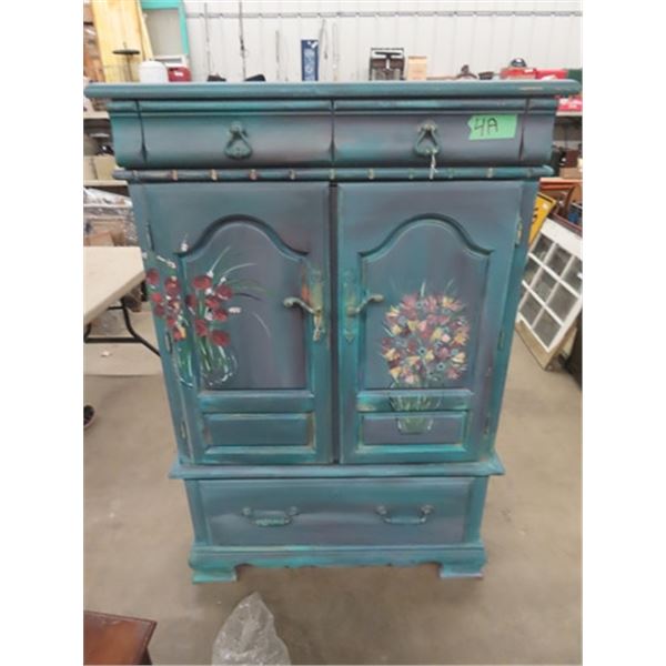 Wooden Dresser w Art 59" 40" 19"