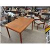 Image 1 : Teak Table w Pullout End Leafs & 6 Chairs 33" x 49" Plus 2 Leaves 18" Each