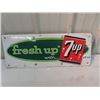Image 1 : 1960 Metal Embossed 7 UP Sign 9.5"x 24"