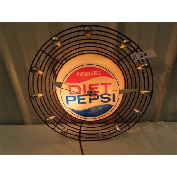 1960's Diet Pepsi Clock - Lights Up 18" RD