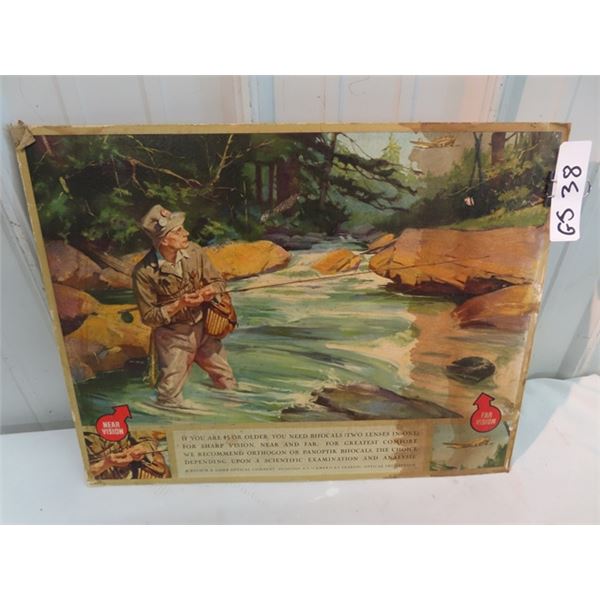 Bausch & Lomb Optometry Cardboard Fly Fishing Sign 19.5" x 15.5"