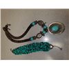 Image 1 : Turquoise Art Necklace & Beaded Bracelet