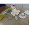 Image 3 : Stone Figurine & Misc Figurine Ornaments, Vase, Trinket Box &Trays/Plates