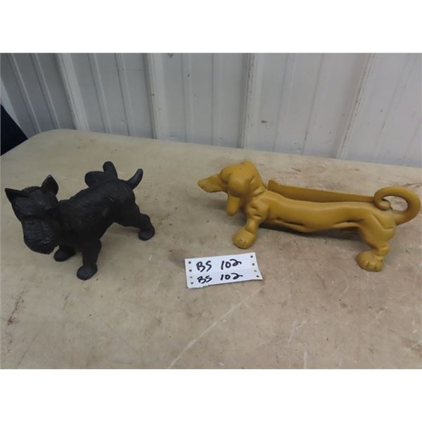 Cast Wiener Dog Boot Scraper &  Cast Scotty Dog Door Stop