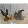 Image 1 : 3 Eagle Ornaments - 2 Are Wood & 1 Is Wall Metal Wall Mounted