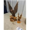 Image 2 : 3 Eagle Ornaments - 2 Are Wood & 1 Is Wall Metal Wall Mounted