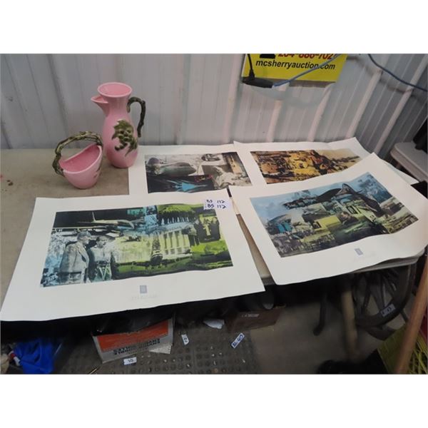 Tokay Vase & Planter/Bowl, &  4 Boeing Jet Picture