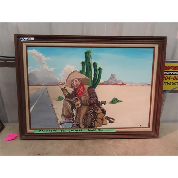 Painting On Canvas Signed "GW" 29" X 41"