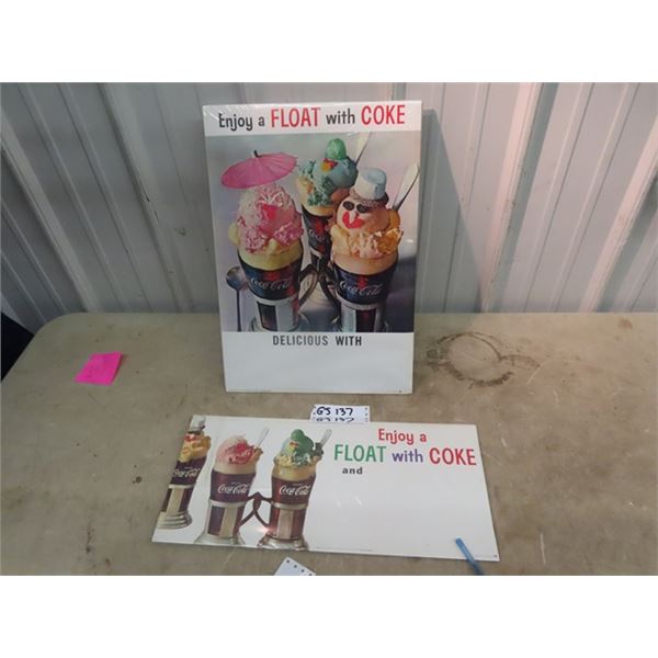 2 - 60's Coca Cola Paper Adv 1) 14" x 20" & 1) 9" x 20"