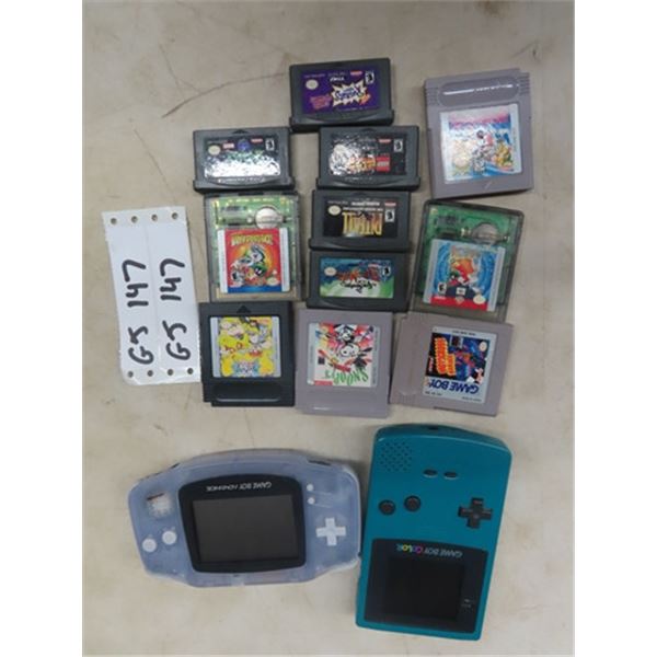Gameboy Color Game Machine, & Gameboy Advance Machine, & 11 Gameboy Games