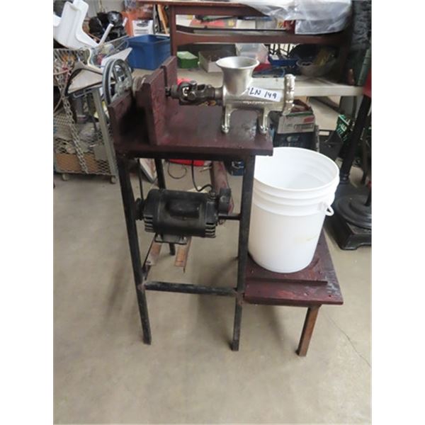 Power Meat Grinder Mounted on Stand