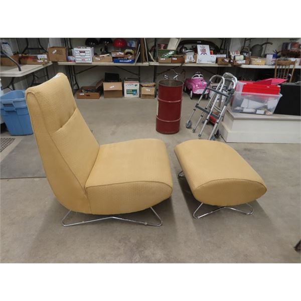 Retro Funky Upholstered Chair & Ottoman