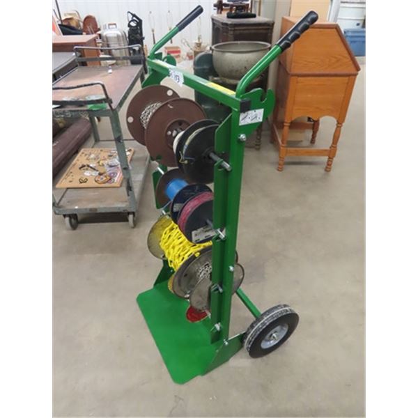 Portable Wire Dispenser Dolly w Rolls of Wire & Chain