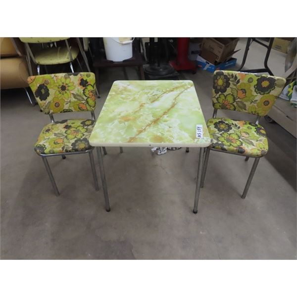 Child's Retro Chrome Legged Table & 2 Chairs