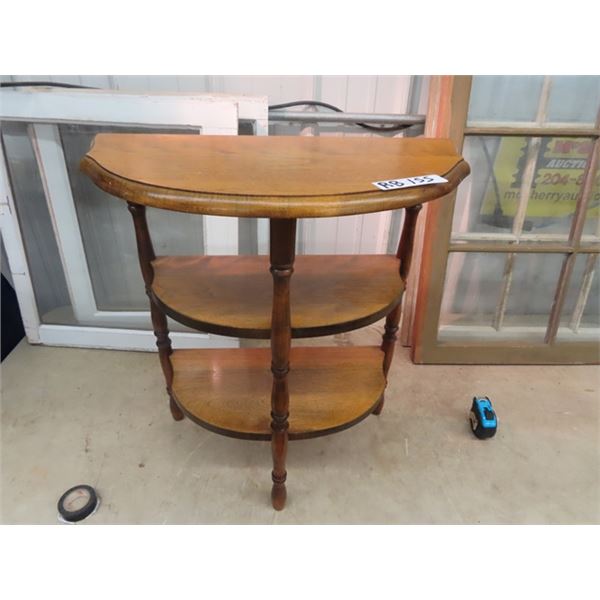 3 Tier Walnut 1/2 Moon Stand 24"H 11" D 22"W