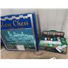 Image 2 : New Games- Chess Set, Texas Hold Em Poker, Lawn Dart set & 5) 3.5" x 3.5" Wooden Dice!