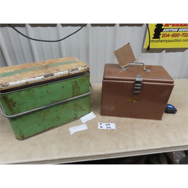 2 Metal Picnic Coolers- 1 Is- Little Brown Jug