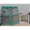 Image 1 : 4 Vintage Wood Framed Windows 2 Are 24" x 47" & 2 Are 24" x 23"