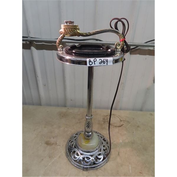 Fancy Vintage Chrome Ashtray Stand w Light Up Base - Complete w Lights