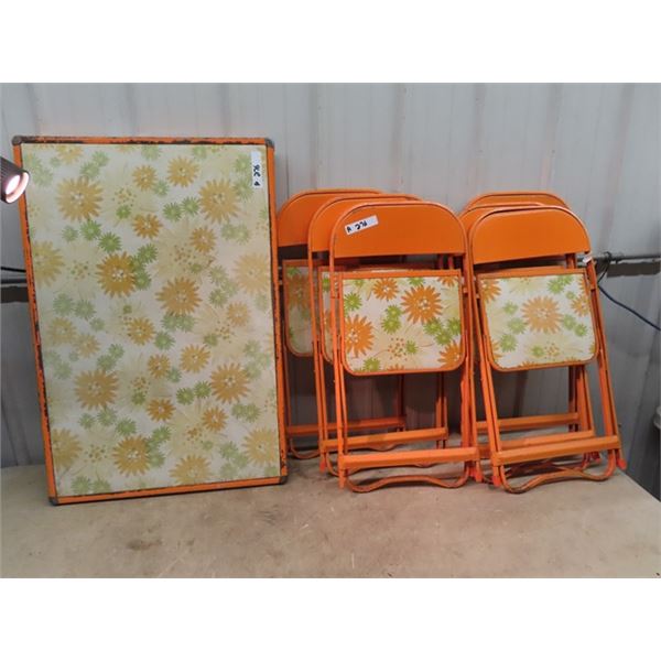 Retro Card Table & 6 Folding Chairs