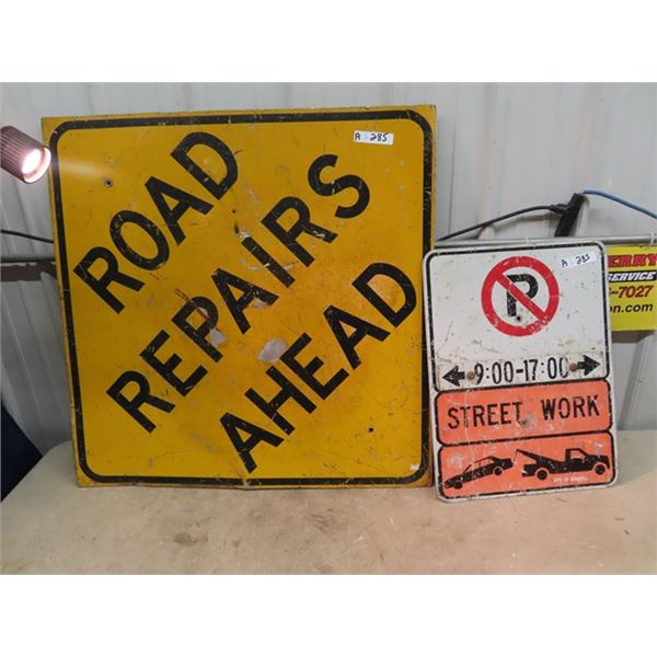 Construction Sign 36" x 36" , & No Parking 18" X 24"