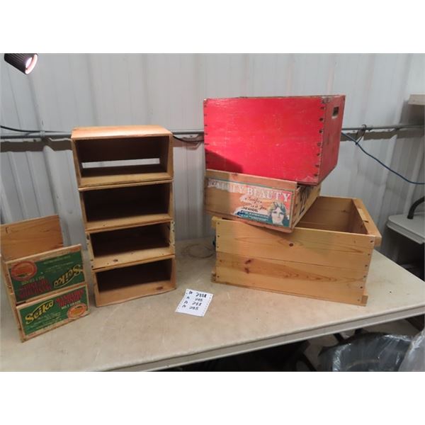 Wooden Fruit Crate Shelf & Fruit Crates