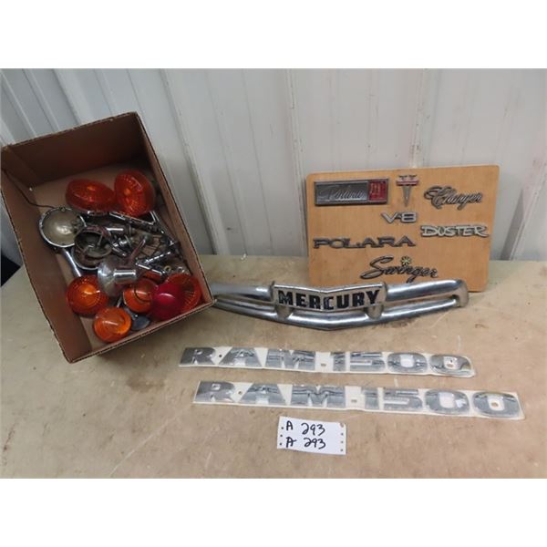 Auto Emblem Mercury Chrome Grill, 2 New Old Stock Ram 1500 , & Blinkers