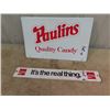 Image 1 : Metal Coca Cola Sign 2.5" x 18.5" & Metal Paulins Wuality Candy Sign 9.5" x 15"