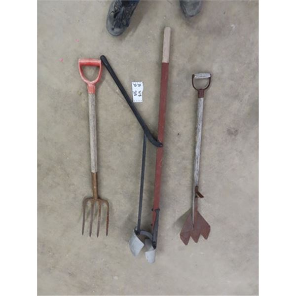 Posthole, Scoop, Hay Knife & Fork