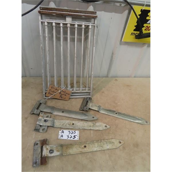 2 Train Station Ticket Booth Door 13" x 20" & 4 HD Hinges 18" Long