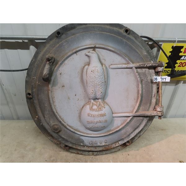 Cast Door Off Steam Engine Tractor, Case Embossed Eagle on Globe 30"RD