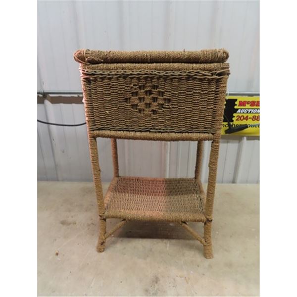 Wicker Sewing Stand & Wicker Chair