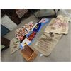 Image 1 : 2 Afghans , 3 Gunney Sacks w Adv  & Basket
